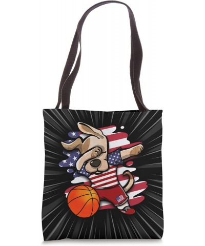 Dabbing Dog American Basketball Fans Jersey USA Flag Sports Tote Bag $11.98 Totes