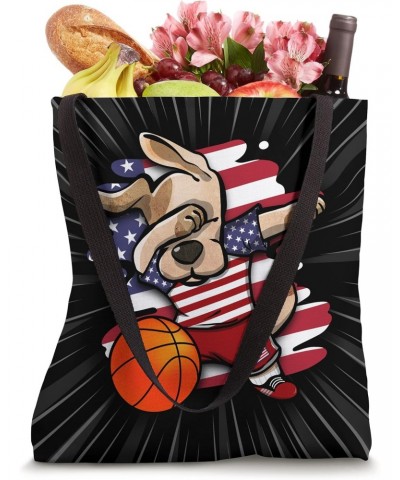 Dabbing Dog American Basketball Fans Jersey USA Flag Sports Tote Bag $11.98 Totes