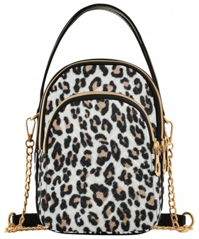 Brown Black Leopard Crossbody Bags for Women Crossbody Bag Cell Phone Bag with Chain Strap for Gifts Women $10.66 Crossbody Bags