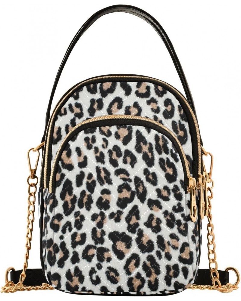 Brown Black Leopard Crossbody Bags for Women Crossbody Bag Cell Phone Bag with Chain Strap for Gifts Women $10.66 Crossbody Bags