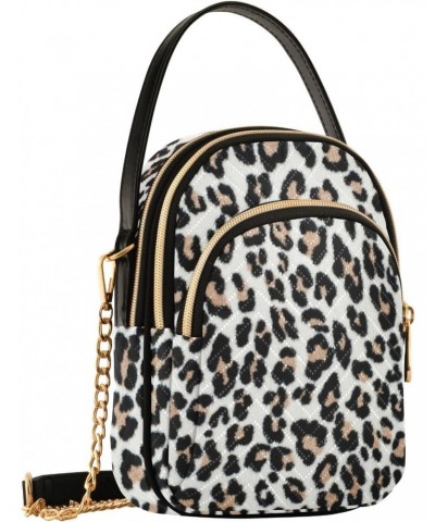 Brown Black Leopard Crossbody Bags for Women Crossbody Bag Cell Phone Bag with Chain Strap for Gifts Women $10.66 Crossbody Bags