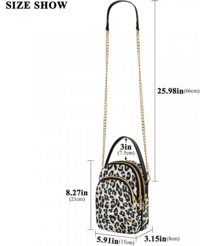 Brown Black Leopard Crossbody Bags for Women Crossbody Bag Cell Phone Bag with Chain Strap for Gifts Women $10.66 Crossbody Bags