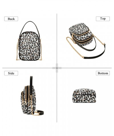 Brown Black Leopard Crossbody Bags for Women Crossbody Bag Cell Phone Bag with Chain Strap for Gifts Women $10.66 Crossbody Bags