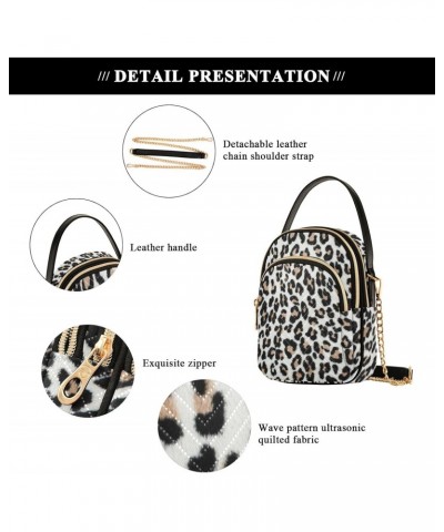 Brown Black Leopard Crossbody Bags for Women Crossbody Bag Cell Phone Bag with Chain Strap for Gifts Women $10.66 Crossbody Bags