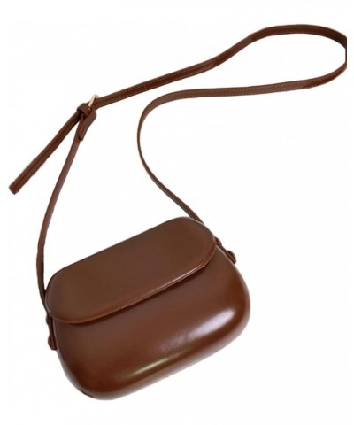 Women Fashion Texture Saddle Bag PU Leather Crossbody Bags Mini Coin Purse-Red Brown $22.04 Totes