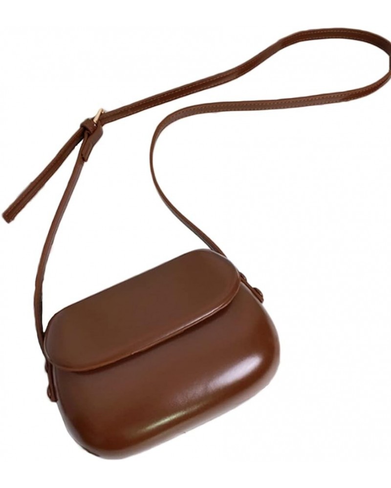 Women Fashion Texture Saddle Bag PU Leather Crossbody Bags Mini Coin Purse-Red Brown $22.04 Totes