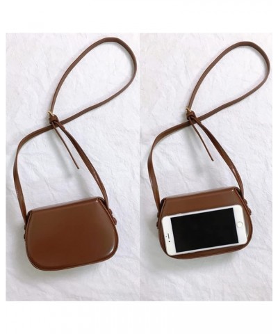 Women Fashion Texture Saddle Bag PU Leather Crossbody Bags Mini Coin Purse-Red Brown $22.04 Totes