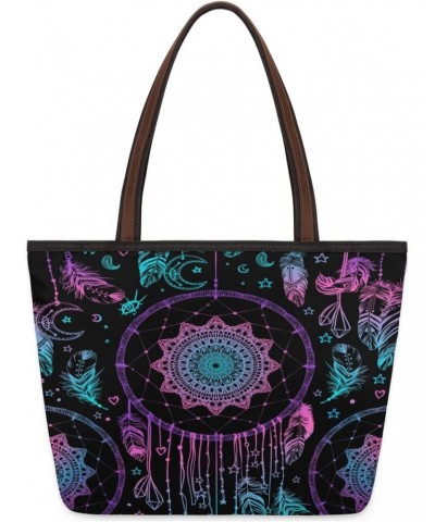 Women Tote Bag Large Handbag Indian Dreamcatcher Mandala Flower Shoulder Bag Zippered Tote Purse Work Travel Beach Bag $12.59...