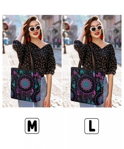 Women Tote Bag Large Handbag Indian Dreamcatcher Mandala Flower Shoulder Bag Zippered Tote Purse Work Travel Beach Bag $12.59...