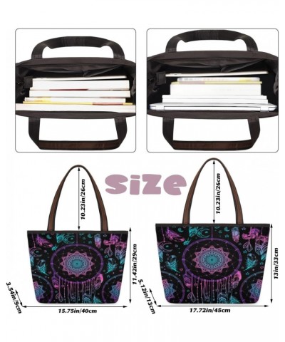 Women Tote Bag Large Handbag Indian Dreamcatcher Mandala Flower Shoulder Bag Zippered Tote Purse Work Travel Beach Bag $12.59...