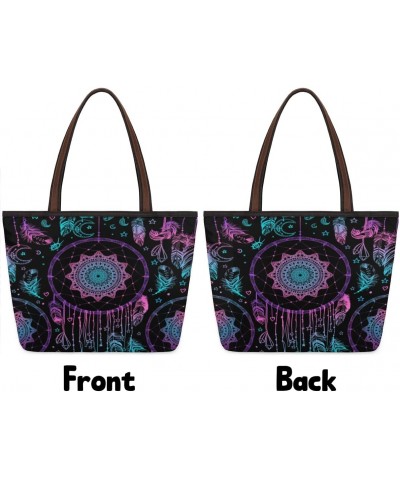 Women Tote Bag Large Handbag Indian Dreamcatcher Mandala Flower Shoulder Bag Zippered Tote Purse Work Travel Beach Bag $12.59...