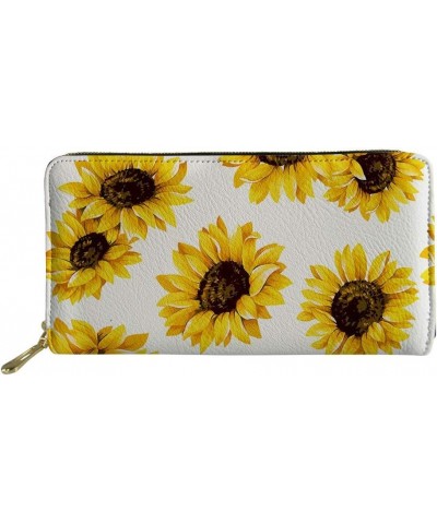 Sunflower Wallets for Womens Gifts Rfid Blocking Party Cluch Handbag Travel Shopping Fashion Purse Zip Around Money Clips Wal...