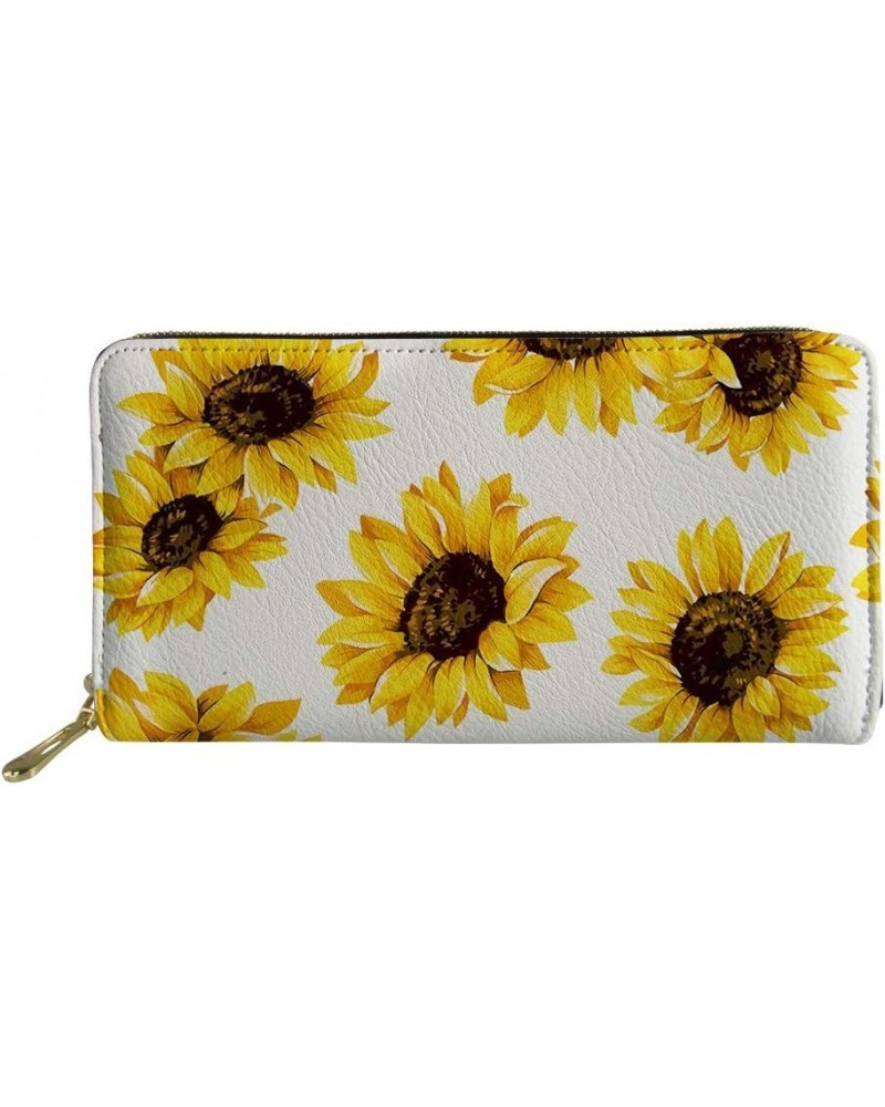 Sunflower Wallets for Womens Gifts Rfid Blocking Party Cluch Handbag Travel Shopping Fashion Purse Zip Around Money Clips Wal...