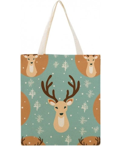 Canvas Tote Bag Cute Winter Reindeer Shopping Tote Bag New Year Reindeer Custom Tote Bag Gift for Her Totebag $11.01 Totes