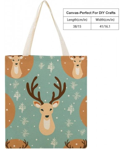 Canvas Tote Bag Cute Winter Reindeer Shopping Tote Bag New Year Reindeer Custom Tote Bag Gift for Her Totebag $11.01 Totes