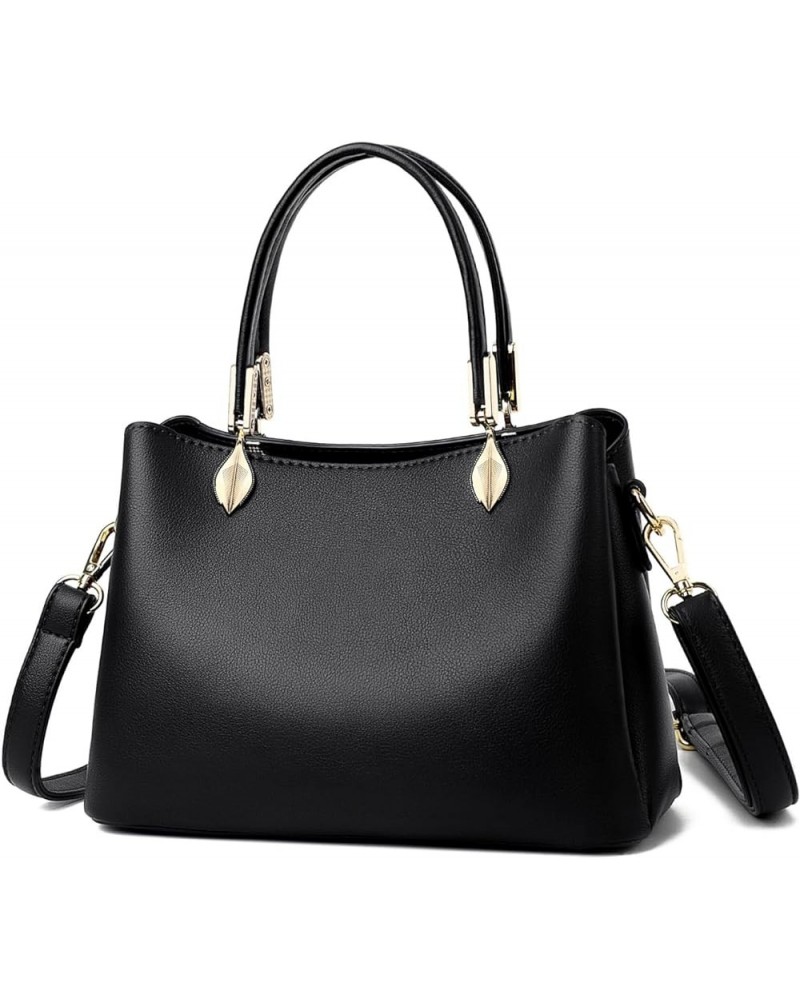 Satchel Purses And Handbags For Women With Multiple Compartments, Pu Trendy Ladies Crossbody Shoulder Bag A-black $45.77 Totes