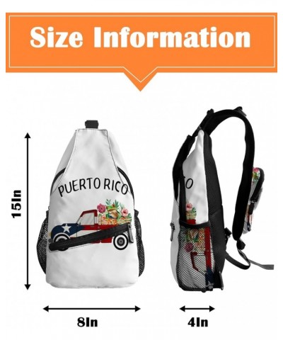 Sling Bag Crossbody Bag for Women Men Land of Love Puerto Rico Flag Truck Frog Waterproof Hiking Backpack Lightweight Chest S...