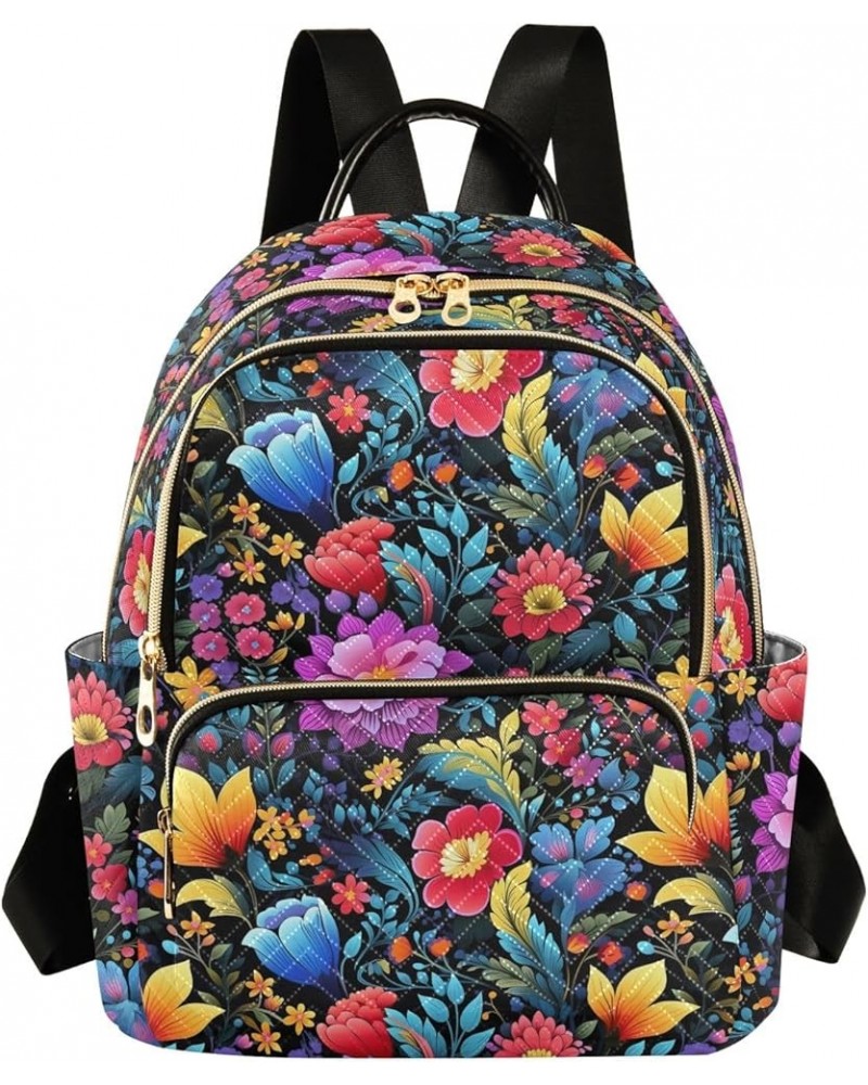 Bright Color Floral Fashion Backpack Purse for Women, Casual Daypacks, Ladies Gift for Traveling Hiking Multicolor Small $14....