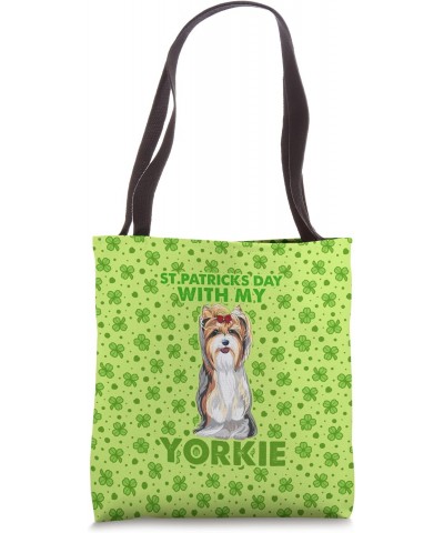 Cute St. Patricks Day Yorkshire Terrier Dog Aesthetic Tote Bag $11.58 Totes