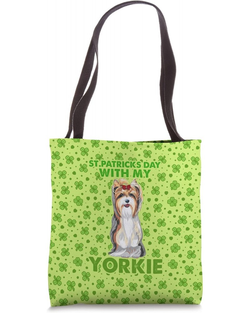 Cute St. Patricks Day Yorkshire Terrier Dog Aesthetic Tote Bag $11.58 Totes