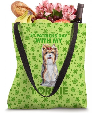 Cute St. Patricks Day Yorkshire Terrier Dog Aesthetic Tote Bag $11.58 Totes