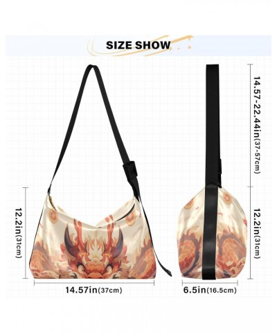 Anime Dragon Style Shoulder Bag Large Slouchy Hobo Bag for Women Men Waterproof PU Leather Crossbody Handbag Casual Tote with...