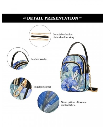 Irises Flowers Blue Crossbody Bag for Women Cell Phone Purse Wallet with Removable Chain Shoulder Handbag for Travel Passport...