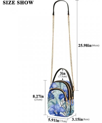 Irises Flowers Blue Crossbody Bag for Women Cell Phone Purse Wallet with Removable Chain Shoulder Handbag for Travel Passport...