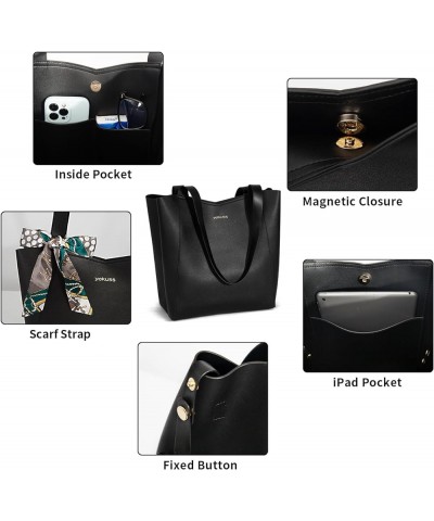 Large Tote Bags for Women, Fashion Leather Top-Handle Purse for Women with Inner Wallet for Travel Work Black $10.25 Totes