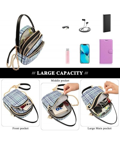 Animals Raccoon Leaves Small Cell Phone Bag Quilted Shoulder Bag Women Leather Women's Wallet Purse Multi Check Texture Blue ...