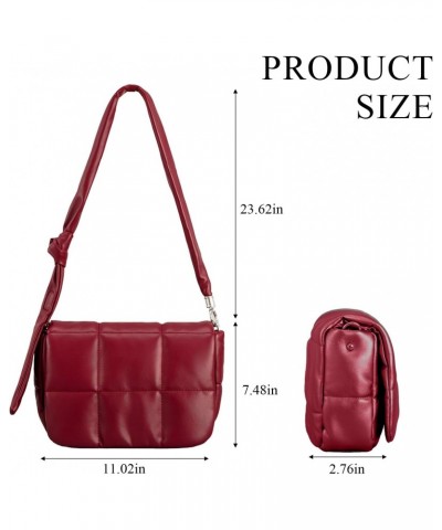 Puffer Tote Bag, Small Puffer Crossbody Bags for Women Light Winter Down Padded Shoulder with 2 Removable Strap (Dark Red) $3...