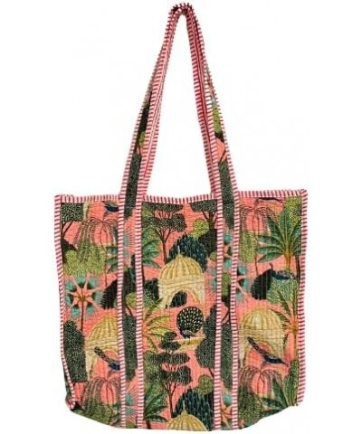 Floral Print Cotton Tote Bag for Women & Girls - Side Carry Handy Bag for Gifts Shopping/Market/Beach Multi $14.00 Totes