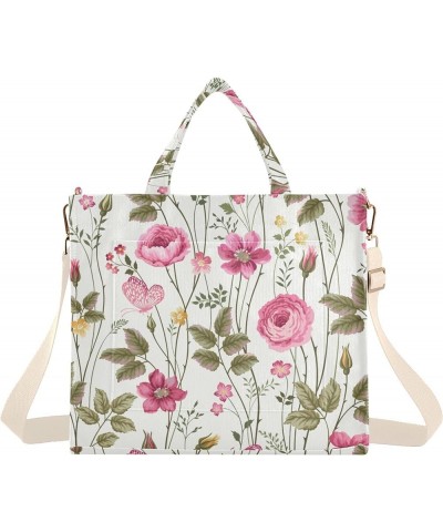 Roses and Butterflies Women's Tote Handbags Top Handle Satchel Shoulder Bag Crossbody Bag for Office Travel S $14.19 Totes