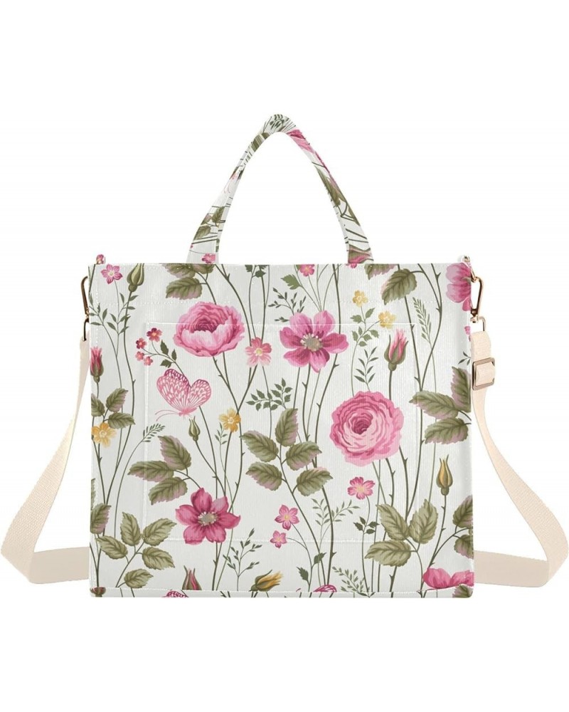 Roses and Butterflies Women's Tote Handbags Top Handle Satchel Shoulder Bag Crossbody Bag for Office Travel S $14.19 Totes