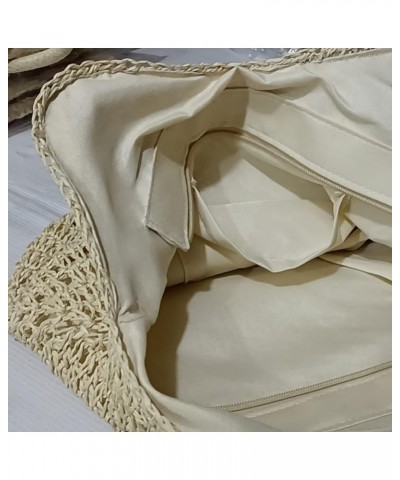 Hand-Woven Handbags Large Capacity Commute Bag Summer Simple Paper Rope Elegant Seaside Vacation Beige $9.59 Totes