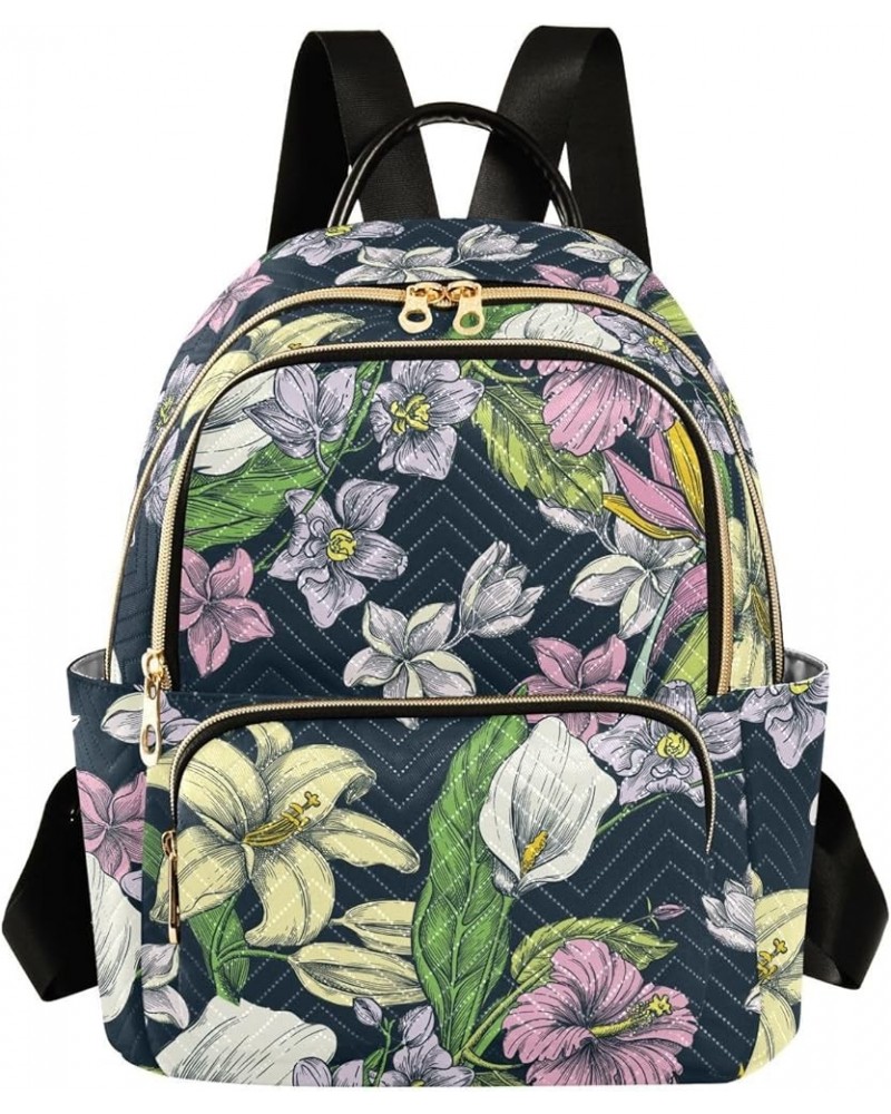 Tropical Colorful Flowers Casual Fashion Polyester Travel Rucksack Shoulder Bag Color Small $14.80 Backpacks