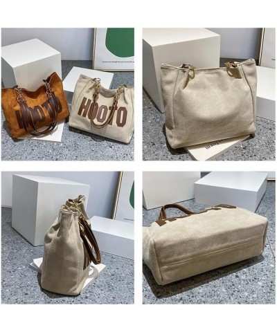 Single shoulder canvas bag large women's large capacity 2024 new spring commuter Tote large bag Brown $12.96 Shoulder Bags