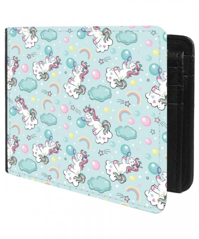 Unique Desige Pattern - Adorable unicorn blowing soap bubbles, Slim Front Pocket Wallet Billfold RFID Blocking $8.75 Wallets