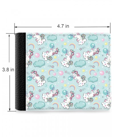 Unique Desige Pattern - Adorable unicorn blowing soap bubbles, Slim Front Pocket Wallet Billfold RFID Blocking $8.75 Wallets