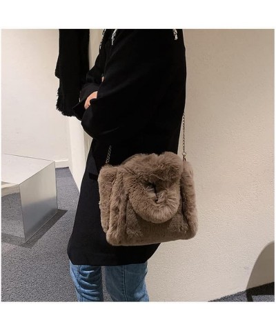 New Ms Plush Single Shoulder Bag, Fashionable Fluffy Soft Worn Purse Handbag, Fashion Plush Pure Color Handbag (Off-white s) ...