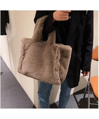 New Ms Plush Single Shoulder Bag, Fashionable Fluffy Soft Worn Purse Handbag, Fashion Plush Pure Color Handbag (Off-white s) ...