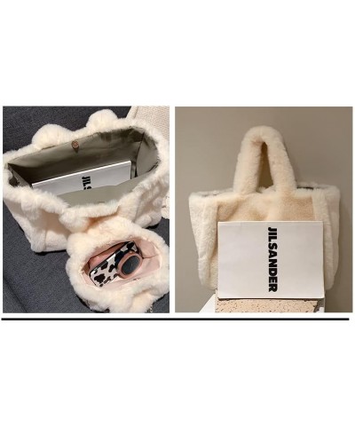 New Ms Plush Single Shoulder Bag, Fashionable Fluffy Soft Worn Purse Handbag, Fashion Plush Pure Color Handbag (Off-white s) ...