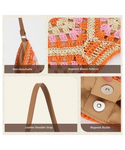 Straw Hobo Bags for Women Everything Tote Bag Woven Shoulder Bag Designer Beach Bag Summer Handbag Orange $13.24 Shoulder Bags