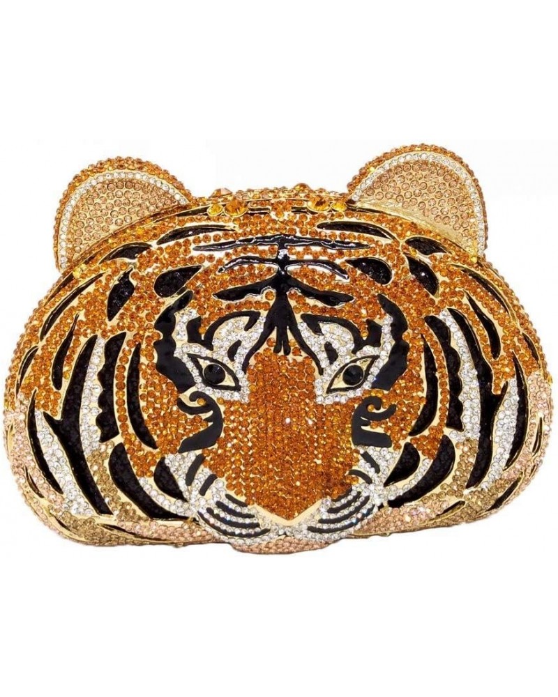 Bling Diamond Tiger Clutch Evening Bags For Women Formal Party Crystal Purse Wedding Handbag (Gold) Gold $62.41 Evening Bags