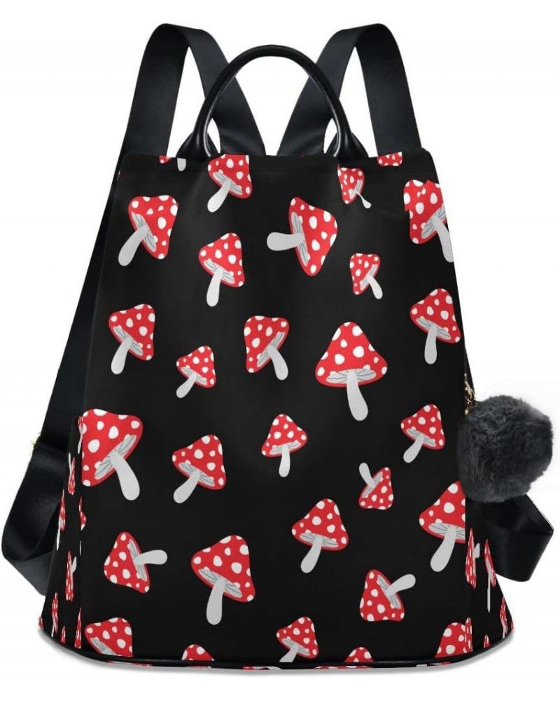 Red Mushrooms Forest Women Backpack Anti-theft Handbag Purse Travel Bag Fashion Shoulder Bags $21.19 Backpacks