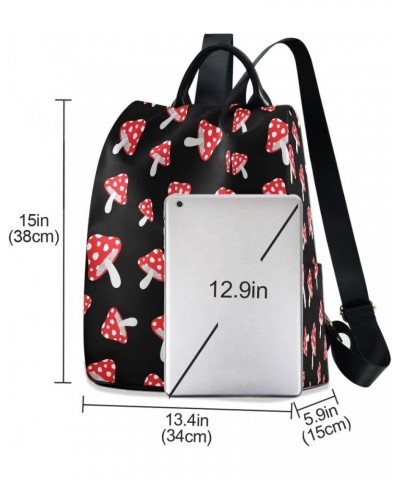 Red Mushrooms Forest Women Backpack Anti-theft Handbag Purse Travel Bag Fashion Shoulder Bags $21.19 Backpacks