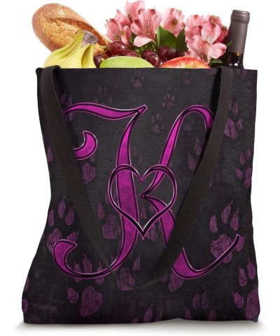 Paw Print Letter K Pink Pet Dog Cat Animal Heart Love Name Tote Bag $10.49 Totes