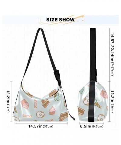 Sweet Cute Cupcakes Candies Hobo Shoulder Bag for Women Men PU Leather Crossbody Bag Slouchy Tote Handbags for Traveling Shop...