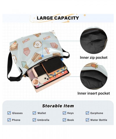 Sweet Cute Cupcakes Candies Hobo Shoulder Bag for Women Men PU Leather Crossbody Bag Slouchy Tote Handbags for Traveling Shop...