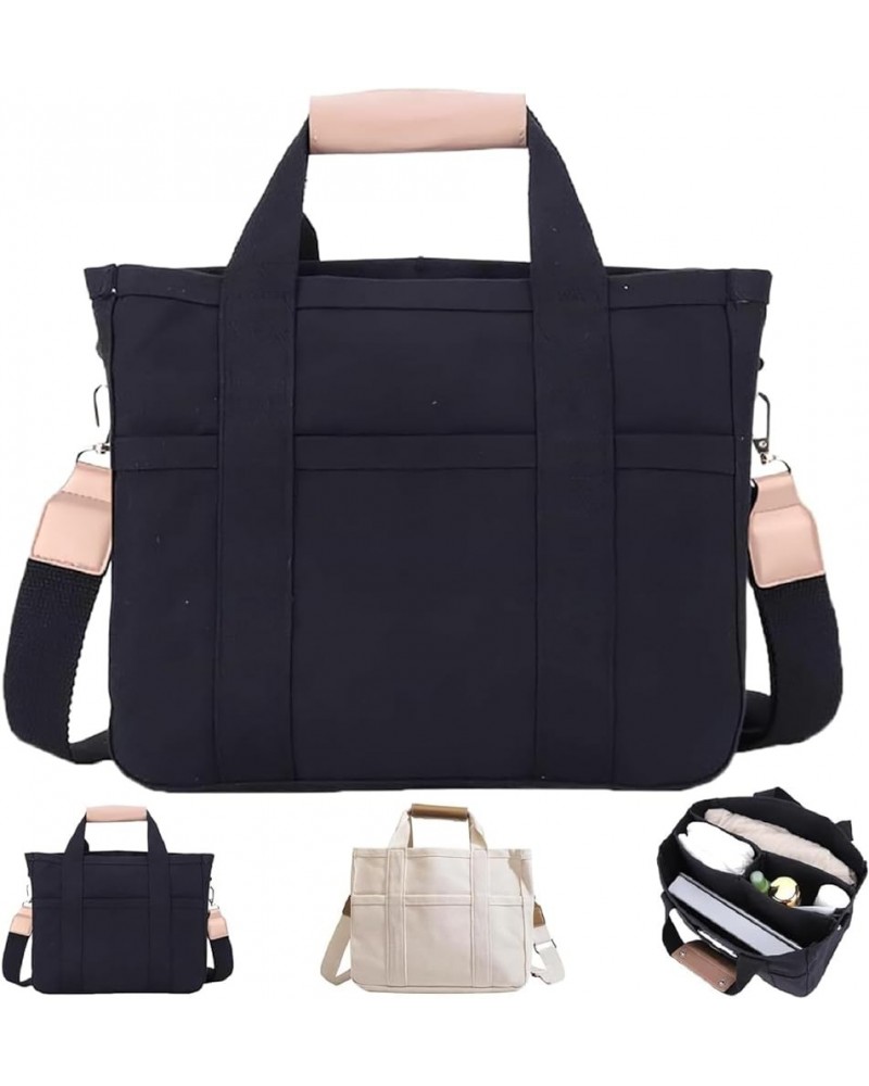 Moonelo Everything Bag,Moonelo Everything Tote Bag,Moonelo Bag,Canvas Tote Bag with Multi Pockets Black $10.23 Totes